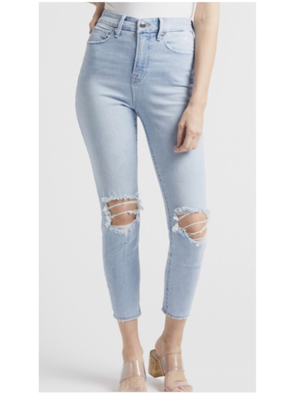Good American Good Waist Crop Jeans Light Blue Size 2